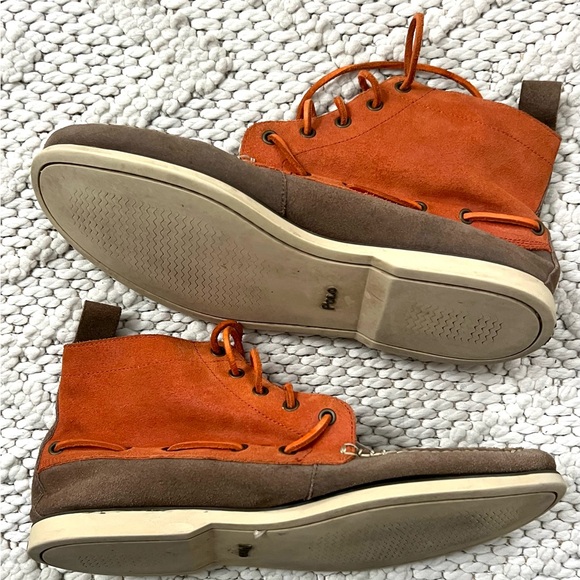 VTG POLO RALPH LAUREN Basildon Orange Brown Mens Boots Shoes Size 11.5 EUC - Picture 6 of 10
